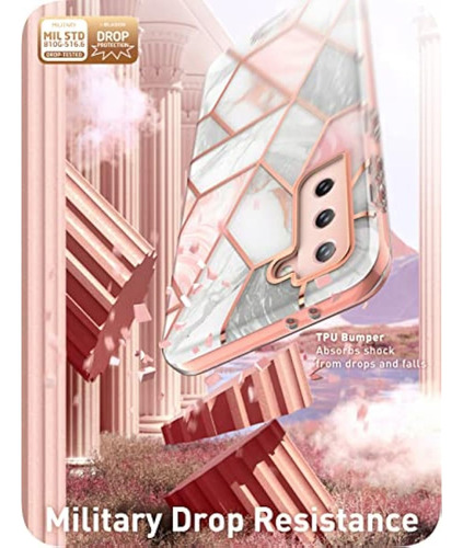 Funda Galaxy S22 5g Slim Diseño Marmol Rosa Oro Tpu Flexibl Marble Mármol
