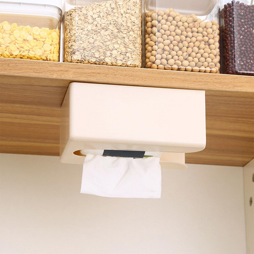 Caja De Cubierta De Papel Tisú Estante De Baño Beige