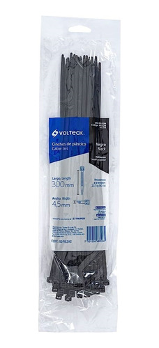 Cincho Plastico 30 Cms (22.7 Kg) Negro Bolsa De 50 Pz. 44328