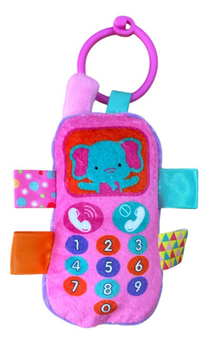 Sonajero Bebe Colgante Peluche Celular Con Chifle Color Azul