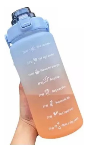 Imagen 3 de 5 de Termo Botella De Agua Motivacional Con Pitillo 2 Litros