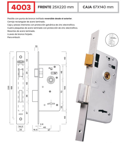 Imagen 2 de 8 de Cerradura Kallay 4003 Exterior Similar Trabex 6624 O Roa 901