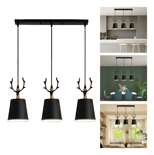 TengHui lámparas de techo moderna Lucerna ajustable E26 negro