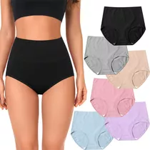 6 Pcs Bragas De Algodón De Cintura Alta Para Calzones Mujer