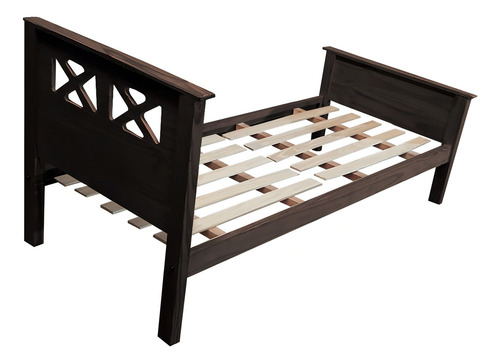 Cama Cruz Moderna 1 Plaza 80 X 190 Madera Macizo Individual Color Nogal