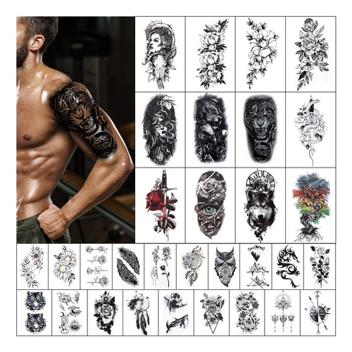 Kit De Tatuaje Temporal Para Mujeres Y Hombres, Tatuajes Fal