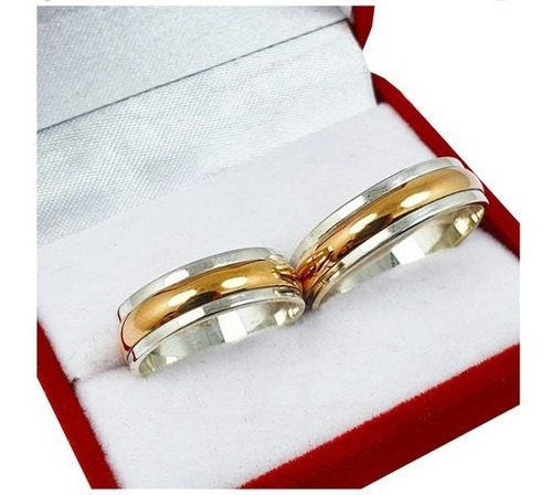 Imagen 1 de 9 de Alianzas Plata 925 Y Oro 18k Rose Mod C5md3
