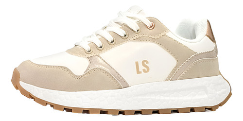 Zapatillas Mujer Blanco Beige Ocre Oro Moda Pinky Lady Stork