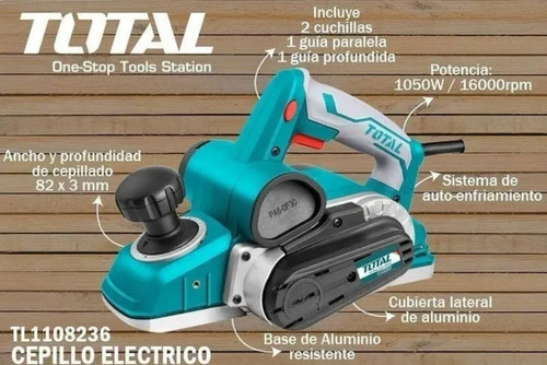 Cepillo eléctrico de mano Total Tools TL1108236 82mm 220V - 240V turquesa
