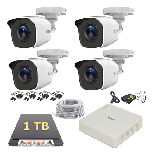 Kit Cctv Dvr 8 Canales 4 Cámaras Hd 720p Hik 1 Tb Balun Utp