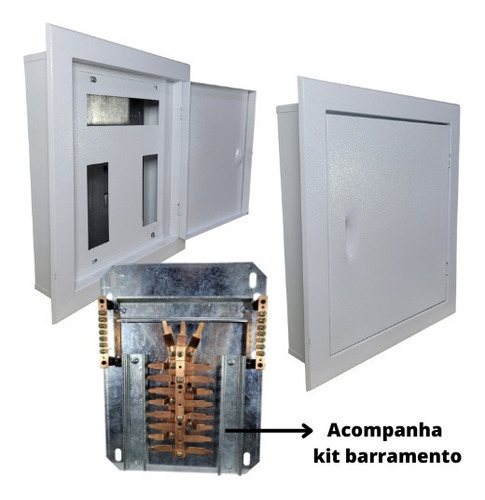 Quadro Distribuição Embutir Kit Trifásico 16c Din 100a Mega