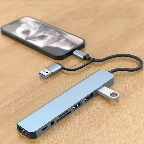 8 En1 Adaptador Usb Tipo C Wohingo® Multipuerto Hub Puertos Splitter Accesorios Para Macbook Pro Mac iPad Portatil Laptop Computadora Concentrador Adaptador Usb C Hub Tipo C, 8 En 1, Multipuerto, Sd