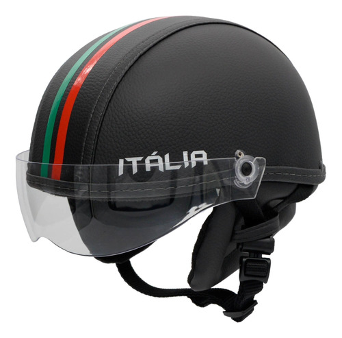 Capacete Coquinho Br 101 Italia Preto Vision Cristal Pp