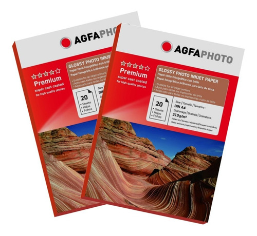 Pack 2 Papel Premium Agfa Glossy A3 De 210gr / 20 Hojas