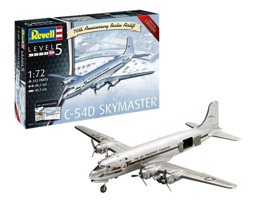 Kit de modelo 1/72 da Avión C-54d Berlin Airlift Revell