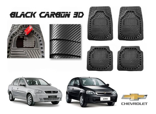 Tapetes Premium Black Carbon 3d Chevrolet Corsa Hb 03 A 08