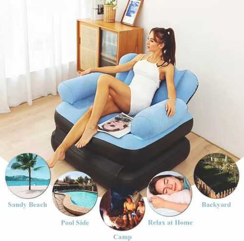 Sofá Cama Inflable Sillón Puff Gigante De Hogar Inc/envio