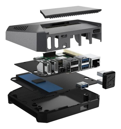 Kit Micro Pc Metalico + Raspberry Pi + M.2 Nvme Ssd (oem)