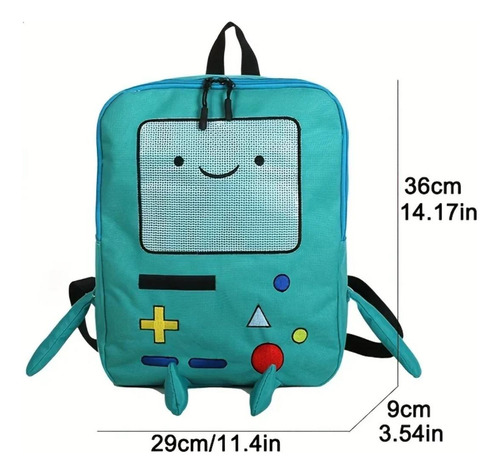 Mochila Hora De Aventura Bimo 36x29x9 Cm + Gorro Bimo Conjunto Escuela Equipaje Útiles Maleta Bag Bolsa Bagpack Finn Jake Adventure Time