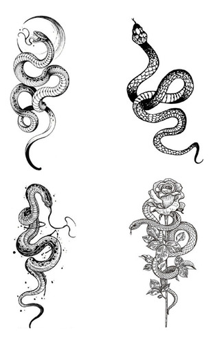 Pegatinas Temporales Para Tatuajes Flor De Serpiente 4piezas