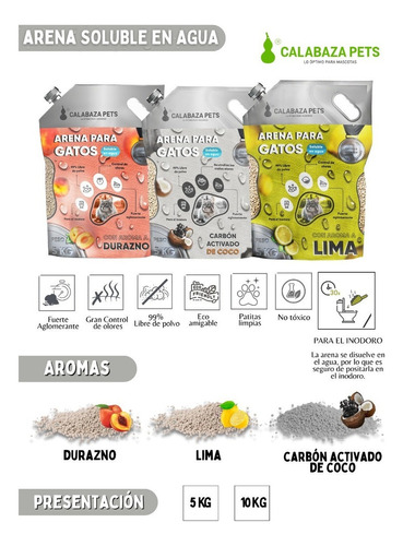 Arena Calabaza Premium Durazno X 4.5 Kg x 4500g de peso neto