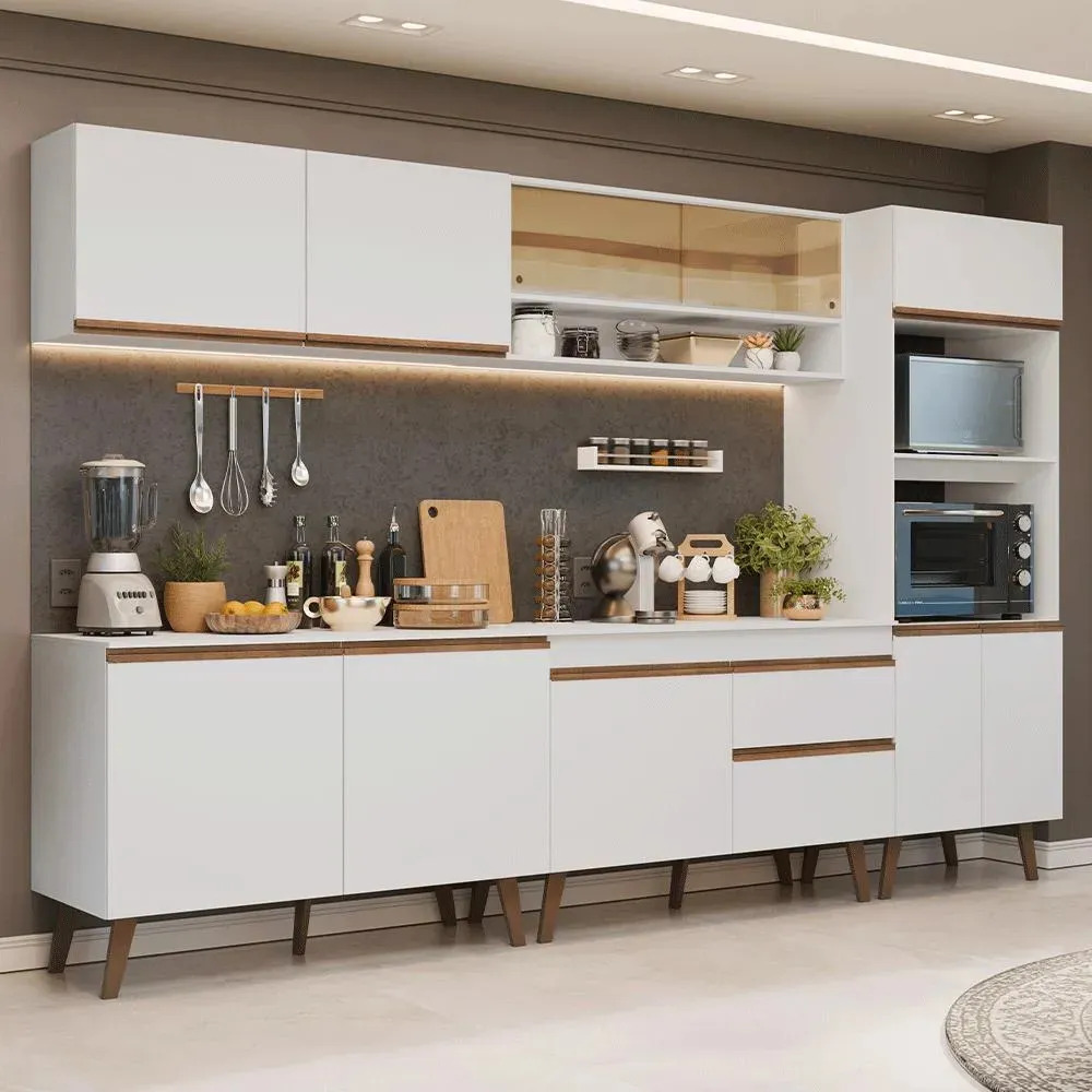 Armário De Cozinha Completa 310 Cm Pieta Madesa 02 Branco