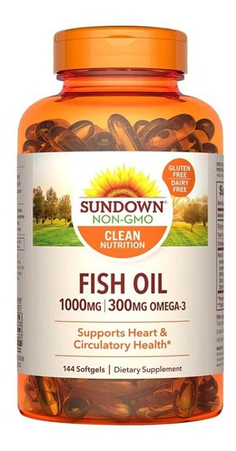 Sundown Fish Oil 1000mg Omega3 300mg 144caps Aceite Pescado