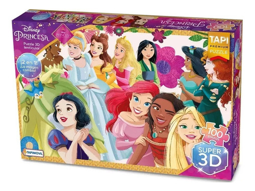 Puzzle 3d Lenticular 100 Pzas Princesas 23x33cm Cod Dpu07393