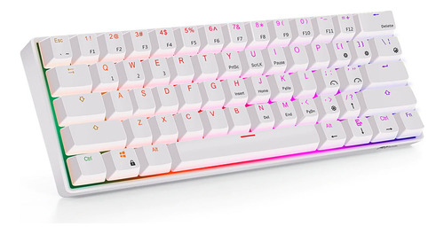 Teclado gamer Royal Kludge RK61 QWERTY inglés US color blanco con luz RGB