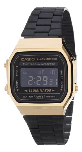 Reloj Casio A168w Vintage Métrico Dorado/negro