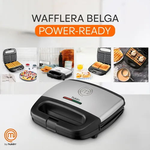 Wafflera Belga Power Ready 2 Rebanadas Acero Masterchef Color Plateado 120V