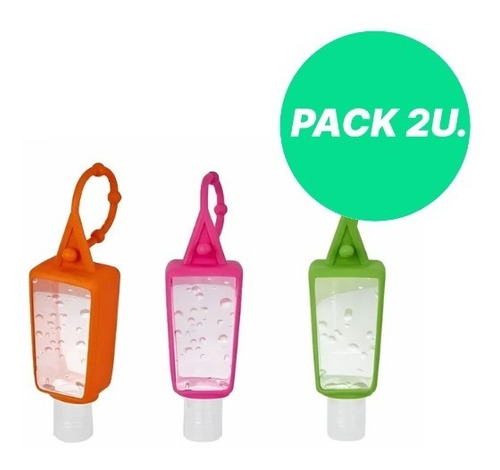Envase Para Alcohol En Gel Pocket + Funda Silicona Colores