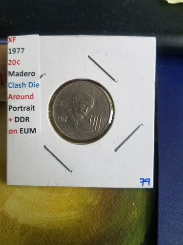 Madero 20 Centavos 1977 Clash Die Error Vea Descripcion #79