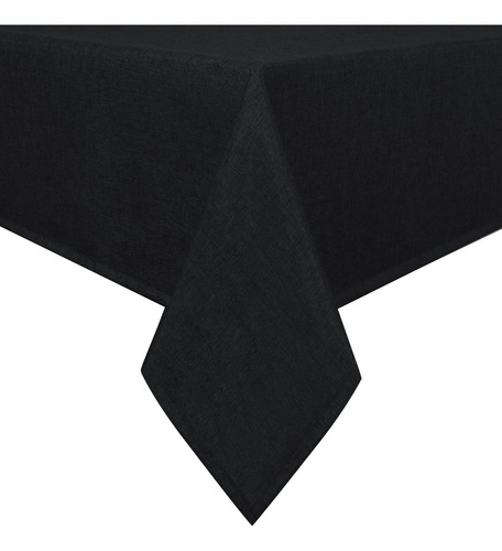 Mantel Rectangular De Lino Sintético Negro 70 X 300 Cm