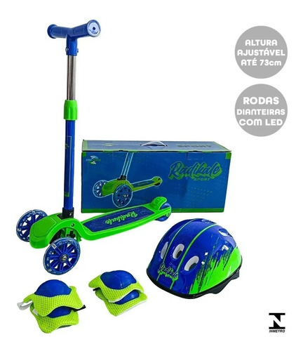 Patinete Infantil Com 3 Rodas Led Sport Radikale Unitoys Cor Azul