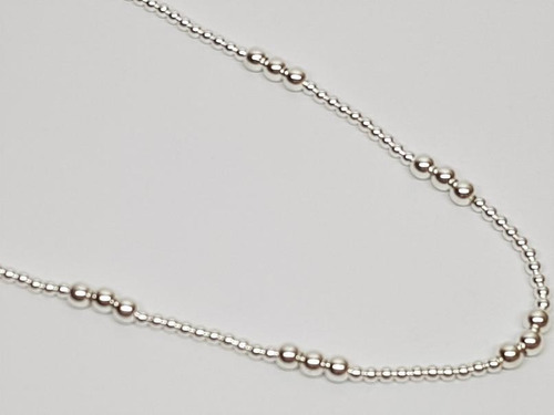 Imagen 3 de 6 de Cadena Plata Bolitas 2mm Y 4mm X 45cm