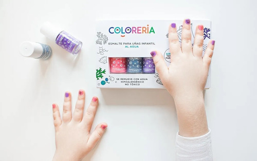 Imagen 6 de 9 de Set Esmalte X 3 Infantil Para Uñas Colores Al Agua Coloreria