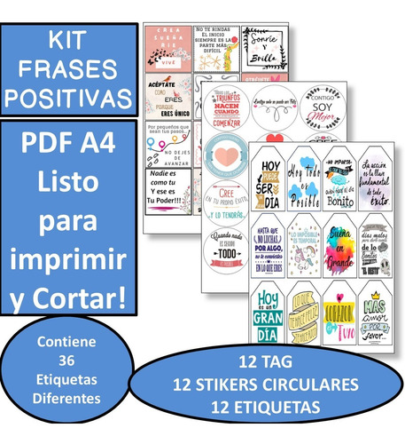 Imagen 1 de 4 de Kit Imprimible 02 Color Frases Positivas Para Emprendedores