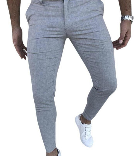 Pantalones Lisos For Hombre Casual Formal Cremallera Cargo