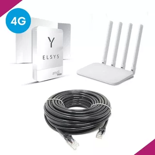 Kit Antena Elsys 4g + Router Wifi + 20m Cable Internet Rural