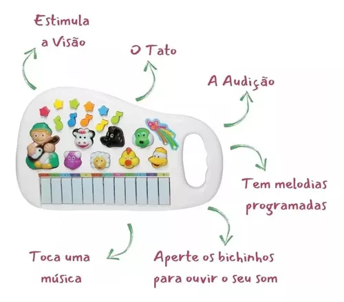 Piano Infantil Teclado Musical Educativo Bebe Criança Bichos Colorido em  Promoção no Oferta Esperta