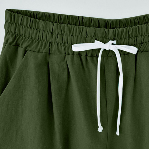 Pantalones Cortos Transpirables De Algodón Y Lino De Alta Ca