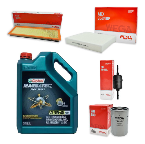 Kit 4 Filtros + 4l Aceite Castrol 5w40 Fiesta /ecosport 1.6