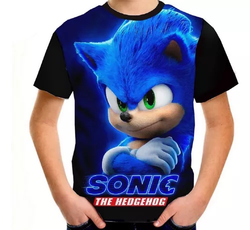 Camiseta Infantil Manga Longa Sonic Camiseta Personagens Sonic