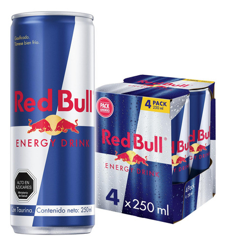 Pack Bebida Energetica Red Bull 4 Latas 250ml