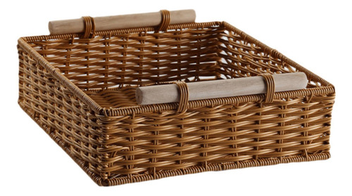 Cesta Tejida A Mano Contenedor De Almacenamiento 29x29x11 Cm