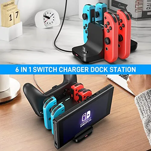 Pack Cargador Dock 6 En 1 Para Nintendo Switch & Oled
