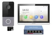 Comprar Kit Video Portero Ip Hikvision 7 Con Switch Poe Electrocom Color Plateado