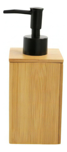 Dispenser De Jabon Liquido Cuadrado De Bamboo Color Madera/Negro