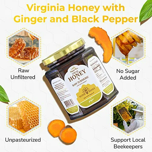 Miel Super Virginia Con Cúrcuma, Jengibre Y Pimienta Negra -